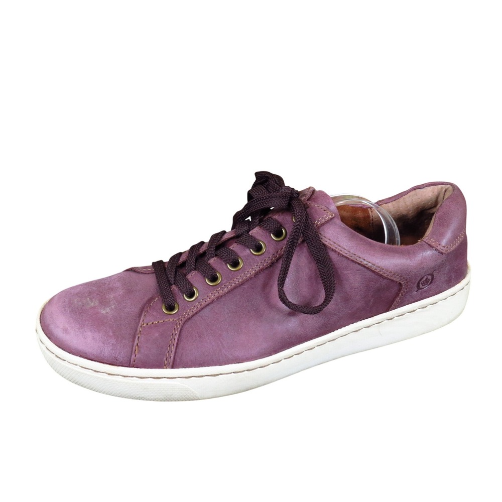 Born F69347 Womens Fashion Sneaker Size 8M Walking Shoes Burgundy Purple Leather